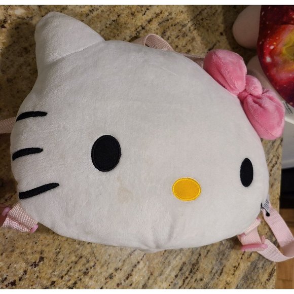 Hello Kitty Fiesta Galaxy Space & Plush Head White Back Pack. Pink White Gold - Picture 2 of 12
